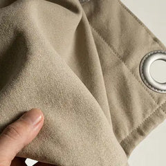 Photographie client d'un rideau kurtens vert avec détails matière