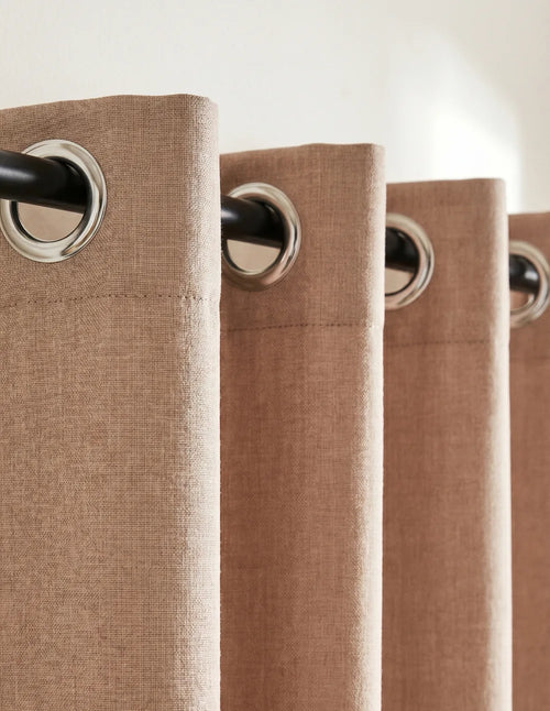 Lysdempende gardin | Lin-look - Camel