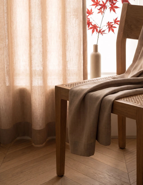 Lysdempende gardin | Lin-look - Camel