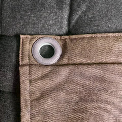 Avis client photo œillet et tissu d'un rideau sur mesure beige gris Kurtens, qualité livrée à domicile